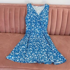 Blue Floral Sleeveless Fit & Flare Dress